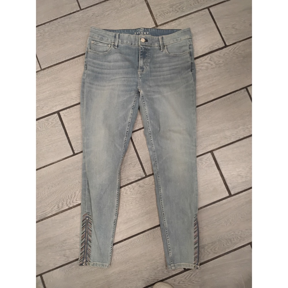 White House Black Market The Skinny Ankle Jeans Women's Light Wash Embellished-6